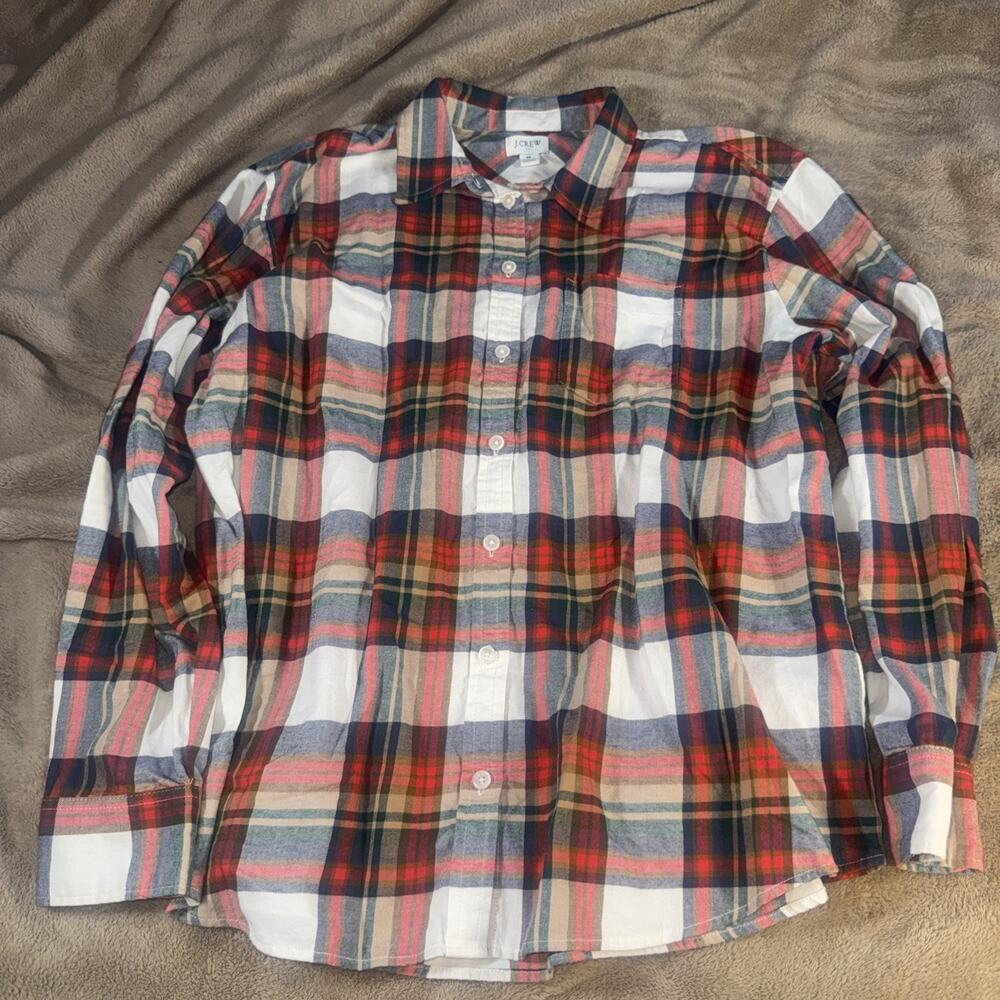 J.Crew Classic Flex Washed Plaid Button-Down Long Sleeve Shirt, M Cotton